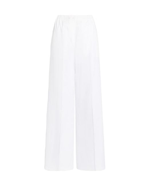 Patou White Elastic-Waist Wide-Leg Pants