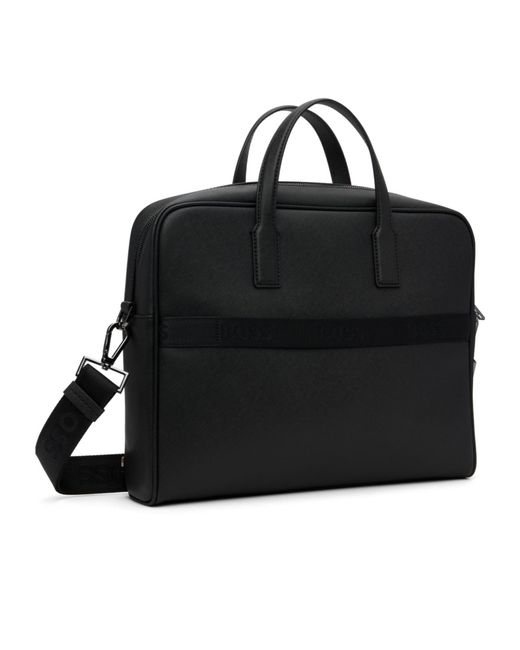 Boss Black Logo-Plaque Top-Handle Briefcase for men