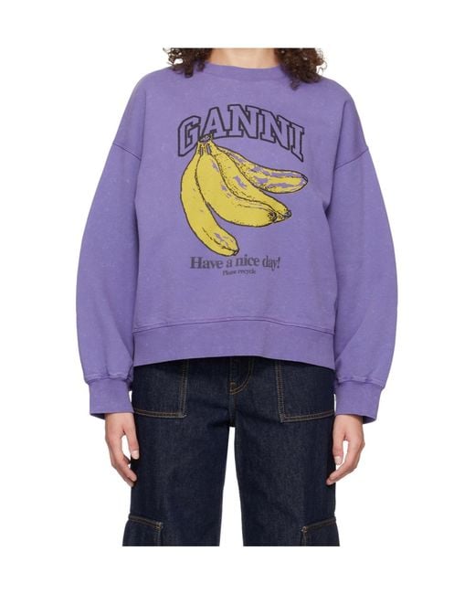 Ganni Purple Retro Washed Sweatshirt