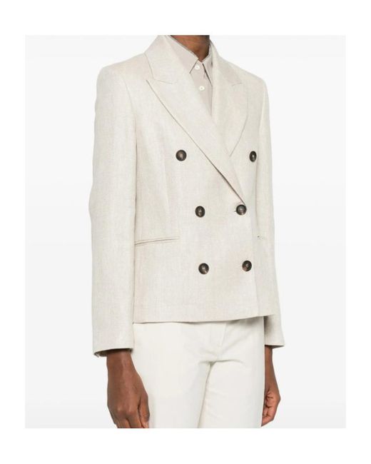 Brunello Cucinelli White Collared Button-Up Jacket