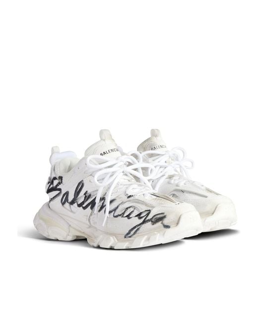 Balenciaga White Track Signature Sneakers