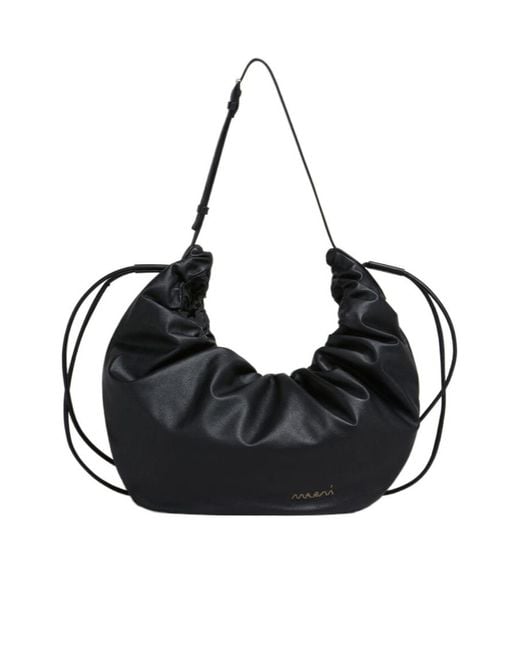 Marni Black Scrunchie Medium Hobo Bag