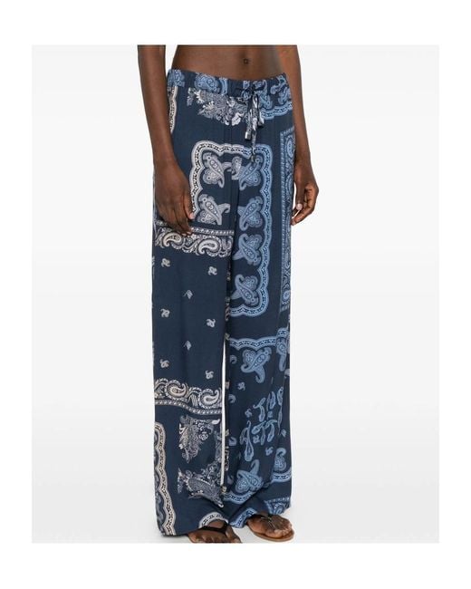 The Attico Blue The Paisley Wide Leg Trousers