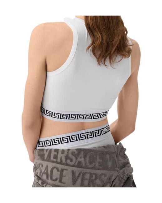Versace White Cotton-Jersey Crop Top