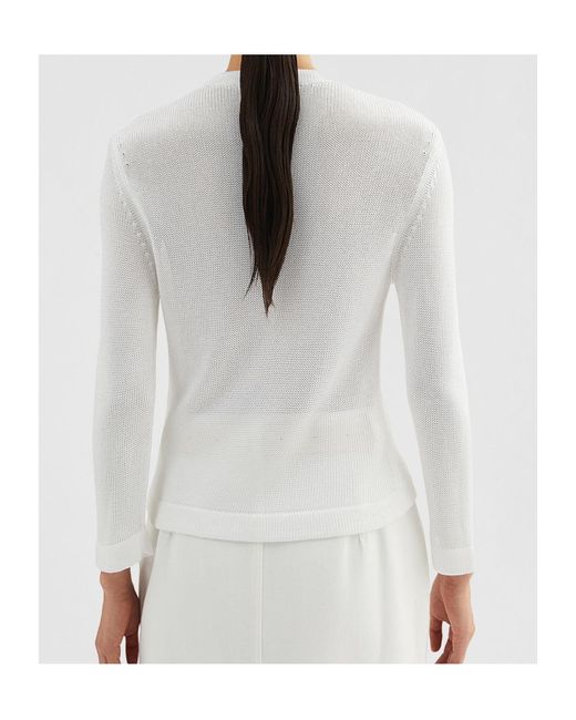 Jil Sander White Floral Knit Cardigan