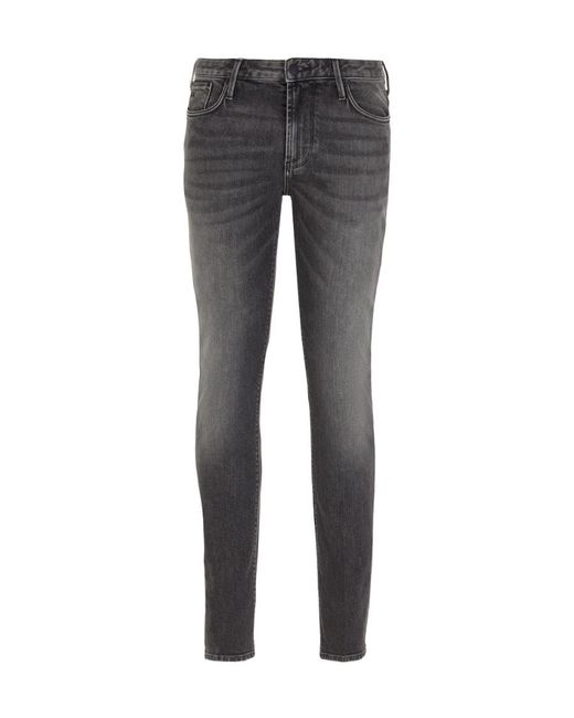 Emporio Armani Gray J06 Low-Rise Logo Patch Slim-Fit Jeans for men
