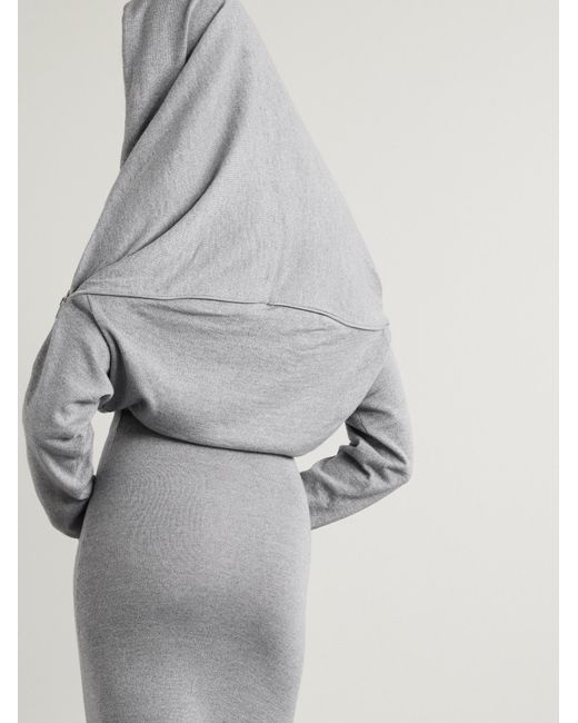 Y. Project Gray Hooded Zip-Detailed Merino Wool Maxi Dress