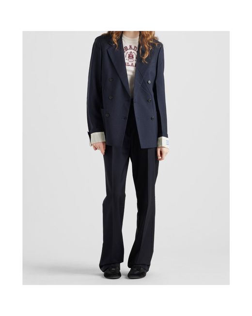 Prada Blue Double-Breasted Kid Mohair Jacket