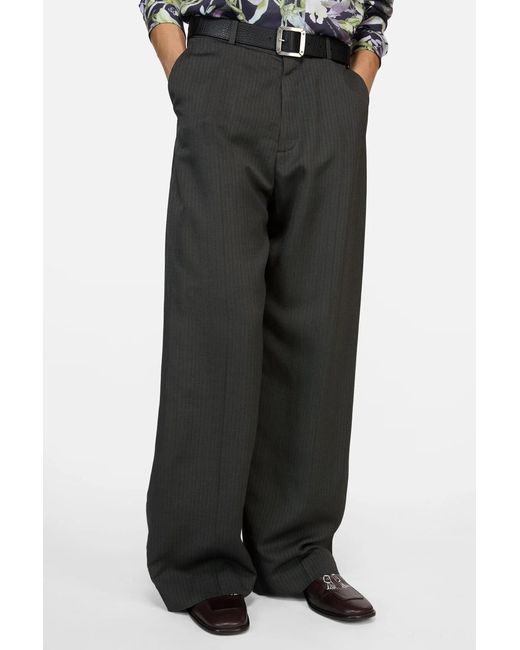 Acne Gray Tailored Herringbone Trousers for men