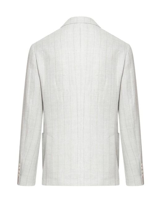 Brunello Cucinelli White Pinstriped Two-Piece Suit for men