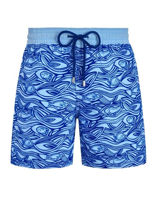 Vilebrequin Blue Fish Pattern Quick-Dry Swim Trunks for men