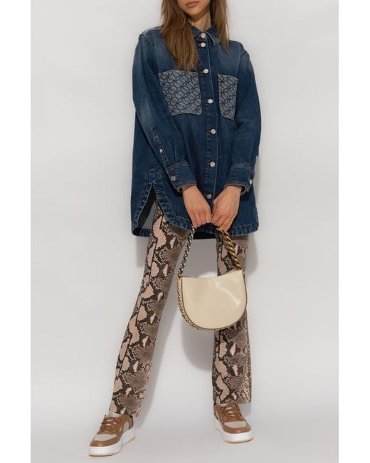 Stella McCartney Blue Logo Long-Sleeved Shirt