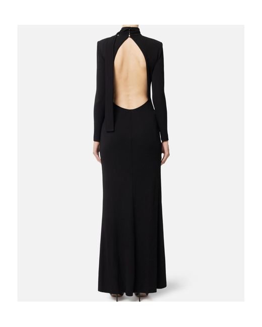 Elisabetta Franchi Black Open Back Maxi Dress
