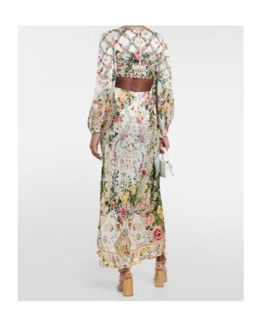 Camilla Metallic Cutout Embellished Silk Maxi Dress