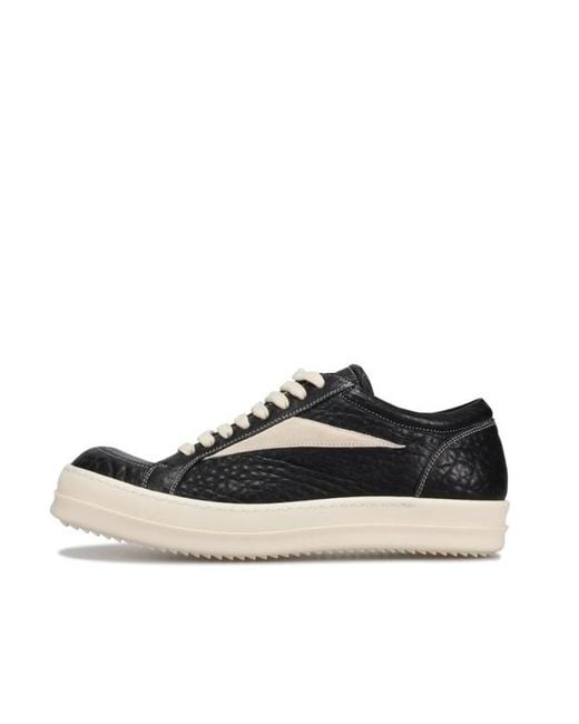 Rick Owens Black Round Toe Lace-Up Sneakers for men