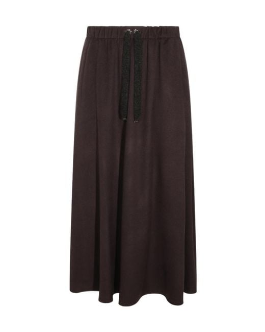 Herno Brown Drawstring Maxi Skirt