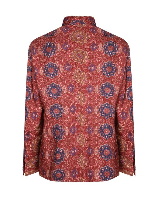 Emporio Armani Red Patterned Stand-Collar Jacket for men