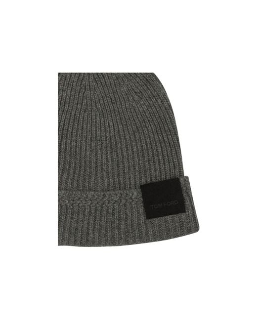 Tom Ford Gray Knitted Beanie for men