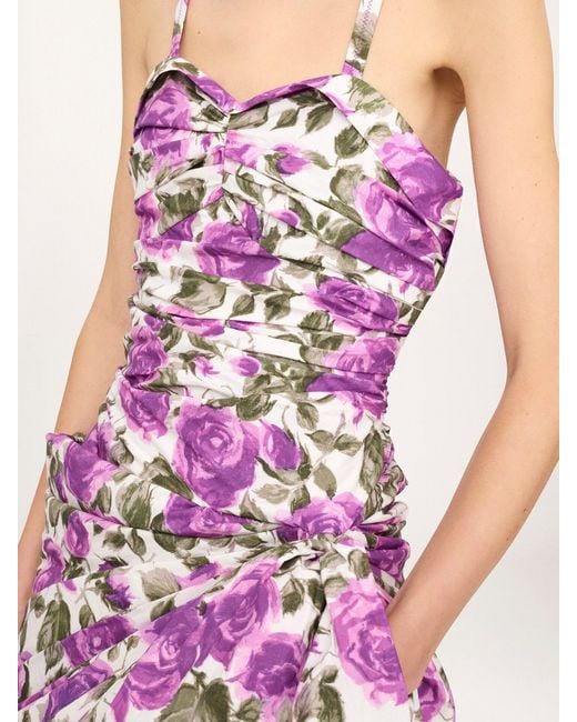Chloé Purple Cotton Poplin Strapless Midi Dress