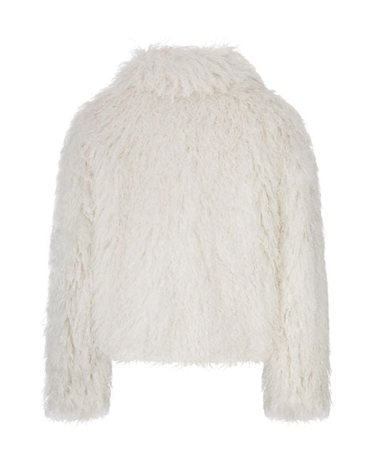Tagliatore White Short Curly Sheepskin Jacket