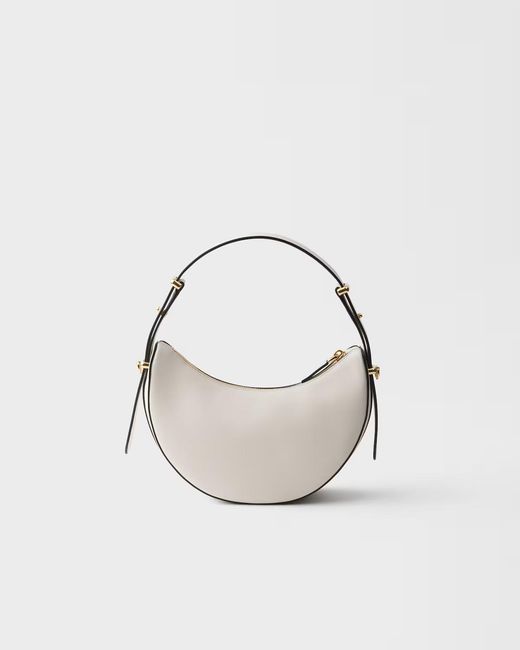 Prada White Arqué Mini Leather Shoulder Bag