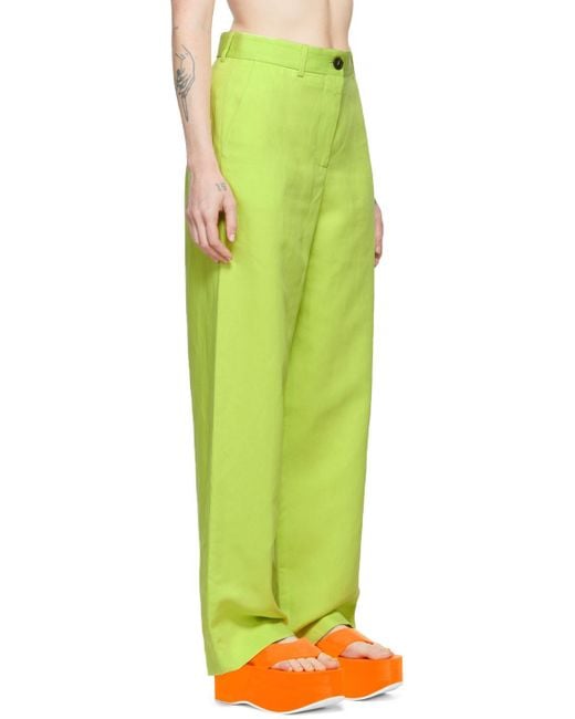 MSGM Green Logo Casual Pants