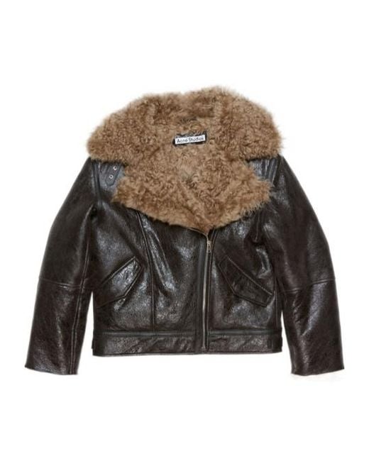 Acne Multicolor Leather Shearling Jacket