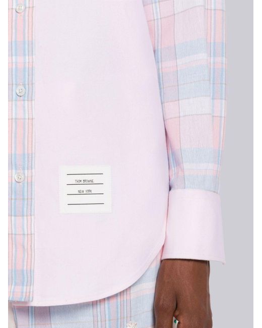 Thom Browne White Checked Long-Sleeved Shirt