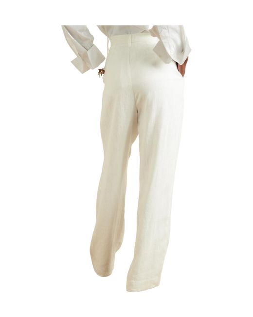 Mara Hoffman White Pleated Hemp Straight-Leg Pants