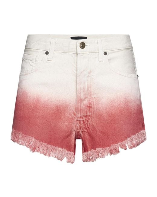 Alanui Pink Fringed Denim Shorts