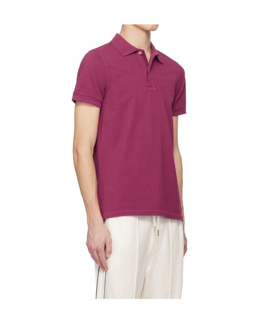 Tom Ford Red Buckle Short Sleeve Polo Shirt for men