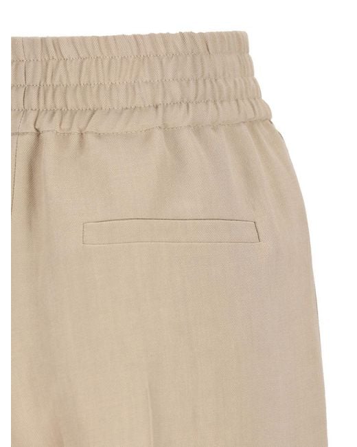 Brunello Cucinelli Natural Fluid Twill Baggy Pull-On Trousers