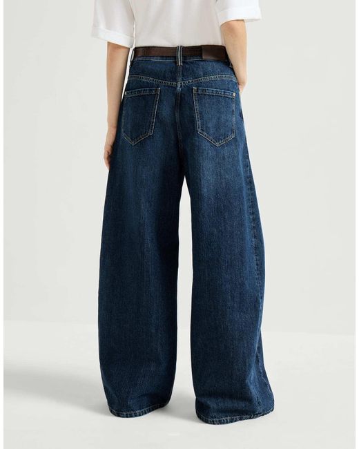 Brunello Cucinelli Blue Mid-Waisted Wide-Leg Jeans