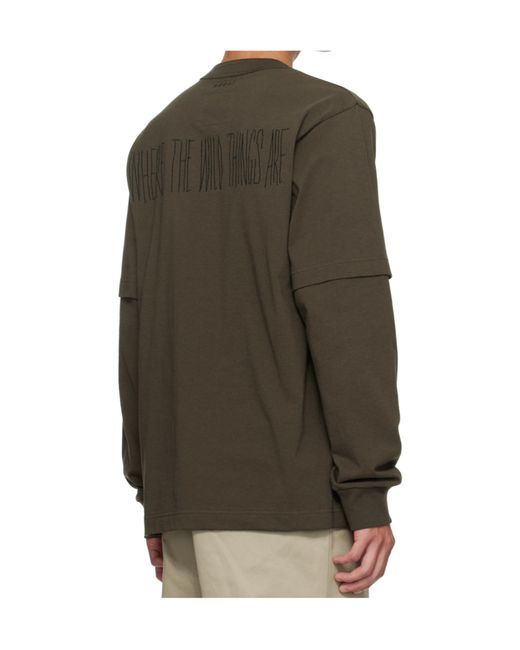 Sacai Green Crew Neck T-Shirt for men