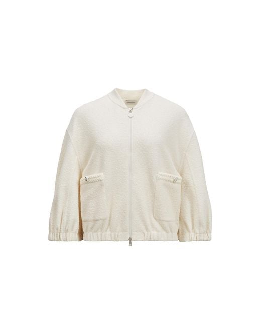 Moncler White 2-In-1 Bouclé Zip-Up Cardigan