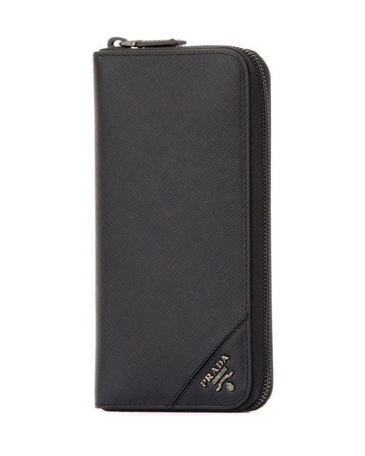 Prada Black Saffiano Zipped Wallet for men