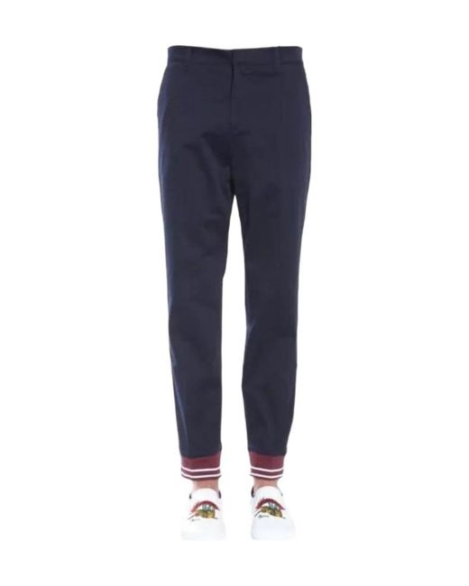 KENZO Blue Belt-Loop Casual Pants for men
