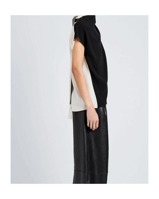 Proenza Schouler Black Elsa Drape-Detail Blouse