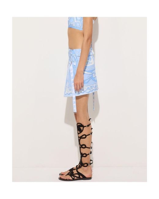 Emilio Pucci Blue Angoli-Print Strapless Top