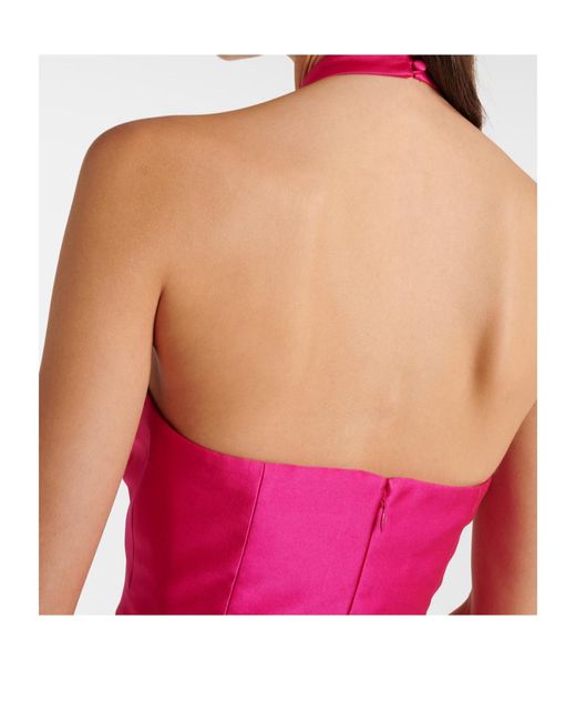 Roland Mouret Pink Halterneck Taffeta Midi Dress