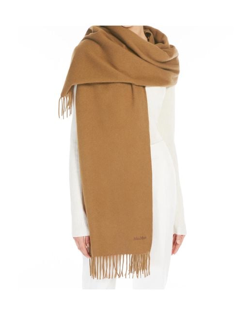 Max Mara Natural Baci Fringed Edge Scarf