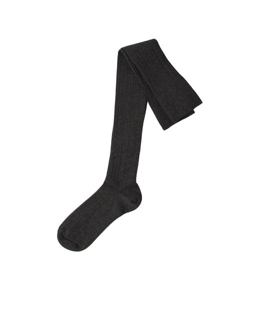 Brunello Cucinelli Black Stretch Cashmere Rib Knit Socks