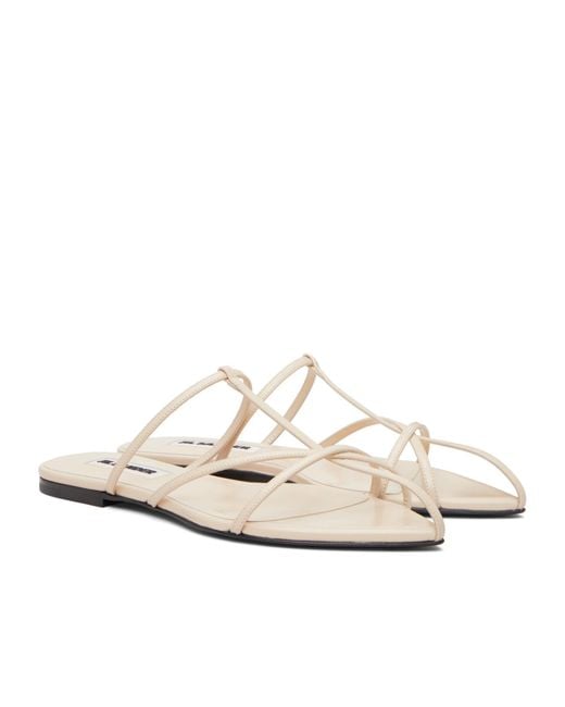 Jil Sander White Strappy Flat Sandals