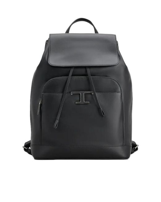 Tod's Black Medium T Timeless Logo Plaque Backpack for men