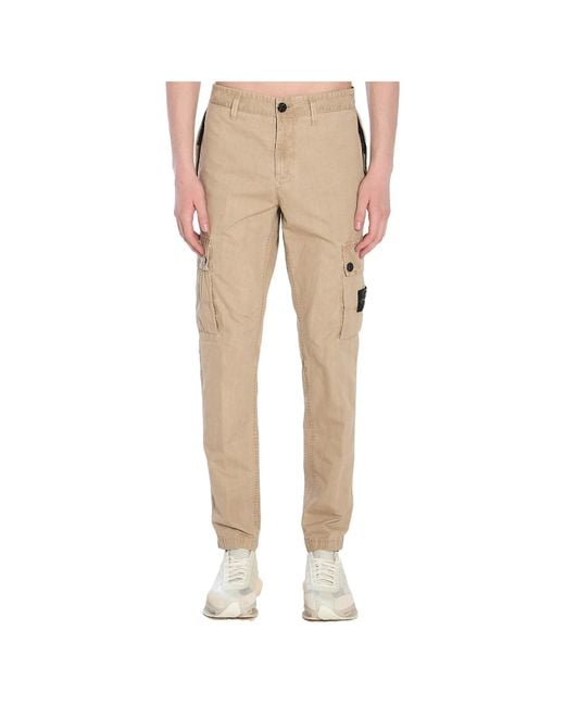Stone Island Natural Brushed Old Effect Slim Fit Cargo Trousers for men