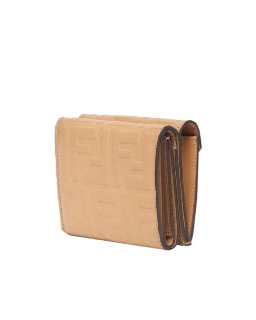 Fendi Natural Ff Diamonds Tri-Fold Wallet