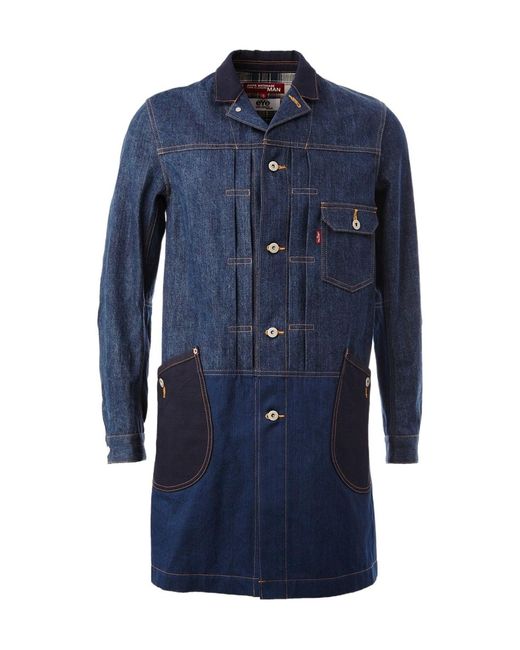 Junya Watanabe Blue Patch Pocket Denim Coat for men
