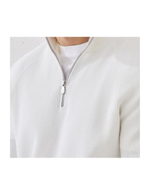 Brunello Cucinelli White Cotton Jumper for men