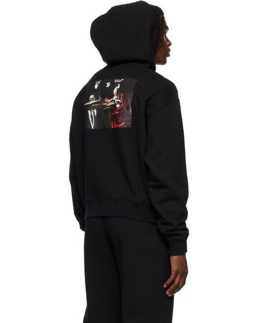 Off-White c/o Virgil Abloh Black Caravaggio Paint Over Hoodie for men