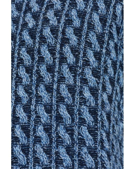 Etro Blue Cable Knitted Crewneck Jumper for men